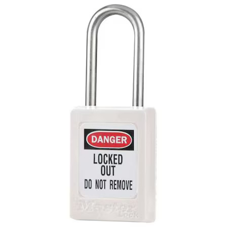 Master Lock S33wht Lockout Padlock, Keyed Different, Thermoplastic, White, 1