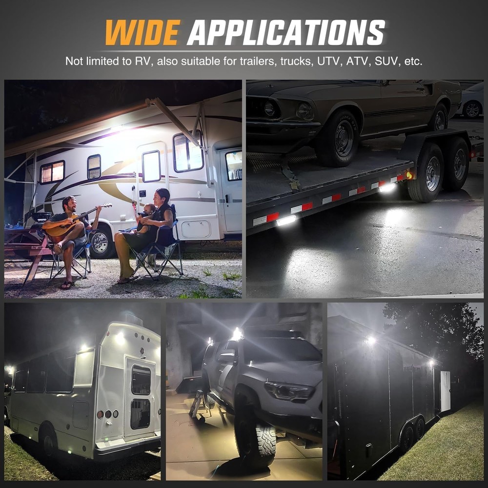 Nilight RV Exterior Light 2PCS 9 Inch Porch Lights Flood Beam 12V 24V LED