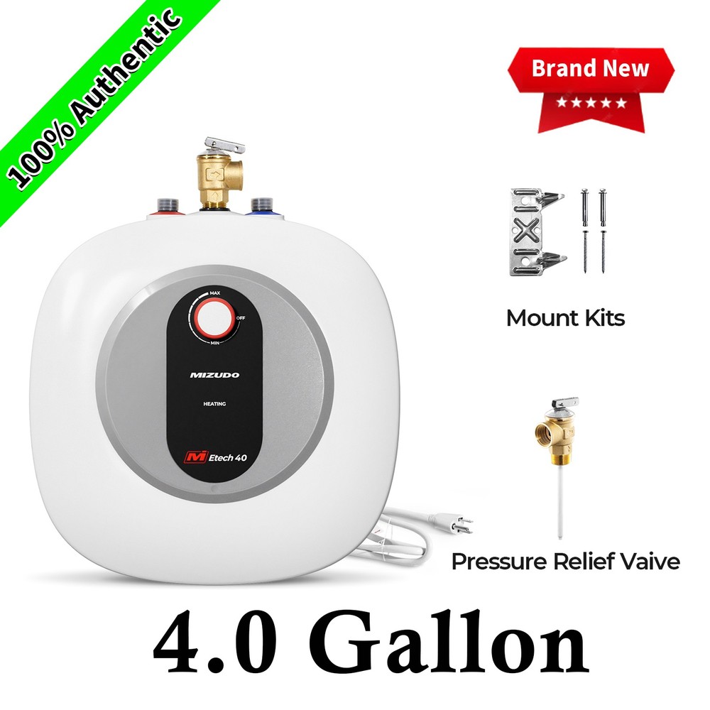 Easy Install Mini-Tank Water Heater 4 Gallon Electric Wall & Floor Mount Compact