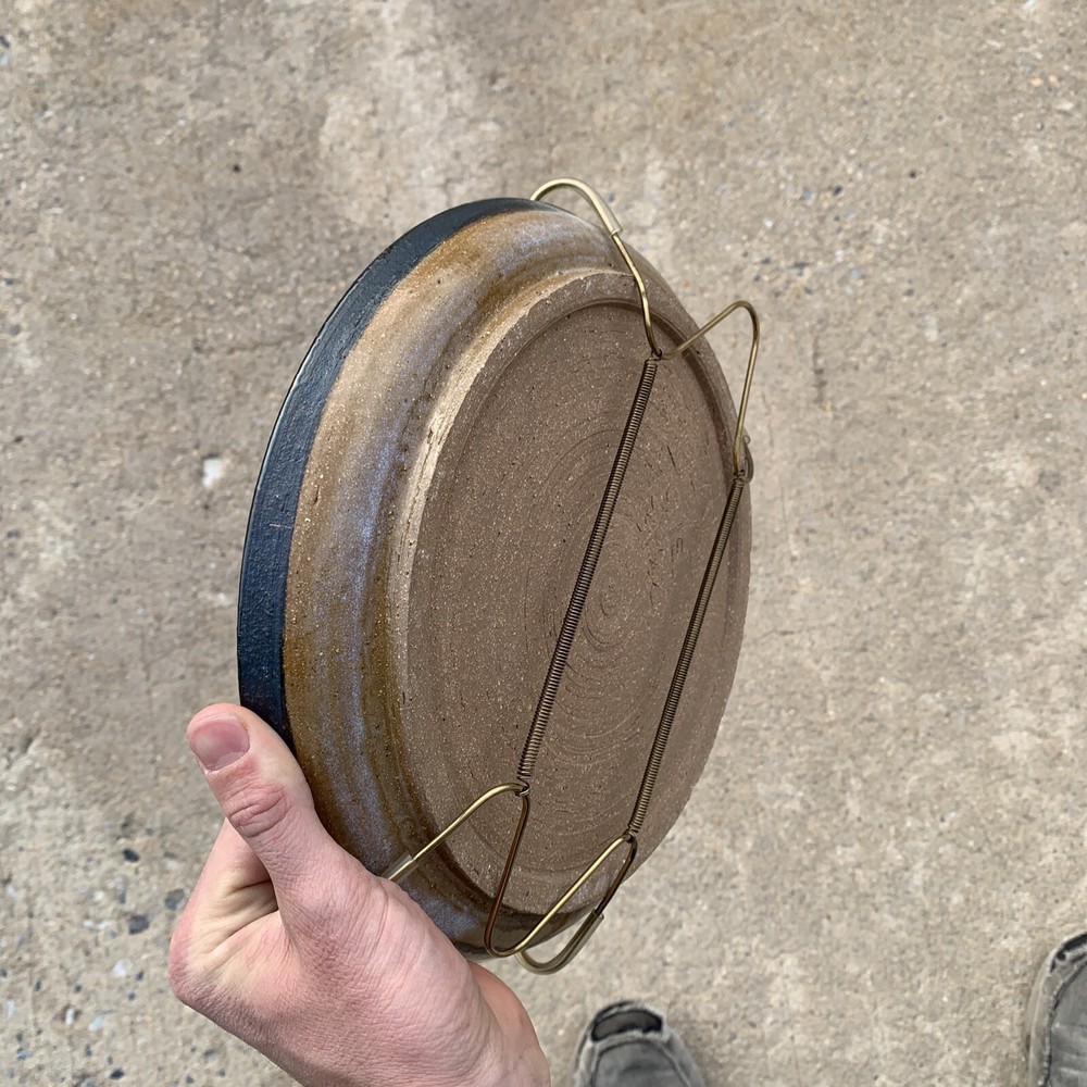 Art Studio Pottery Plate Platter Display 10” Blue Tree Star Kelp Pattern- Signed