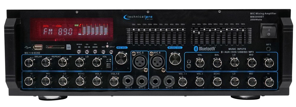 MM2000BT Bluetooth Karaoke Mixer System+(2) 6.5" Black Ceiling Speakers
