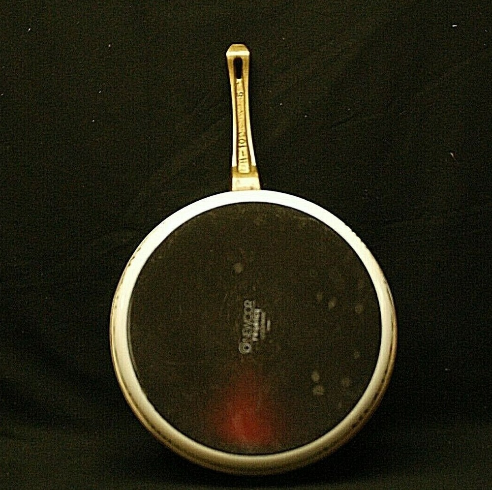 Newcor Regency Cookware Brass Handle Enamel Skillet Saute Pan Kitchenware