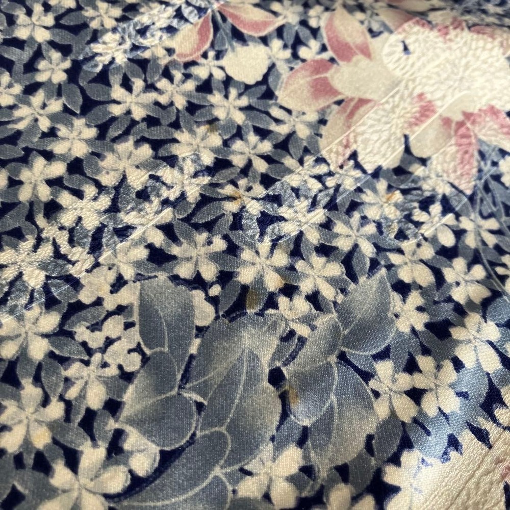 Komono Silk Lined Kimono Flower Pattern Rework Use 154cm