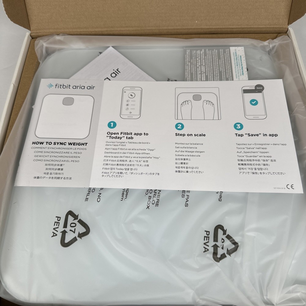 Fitbit Aria Air Bluetooth Glass Weight Scale White Digital Multi User