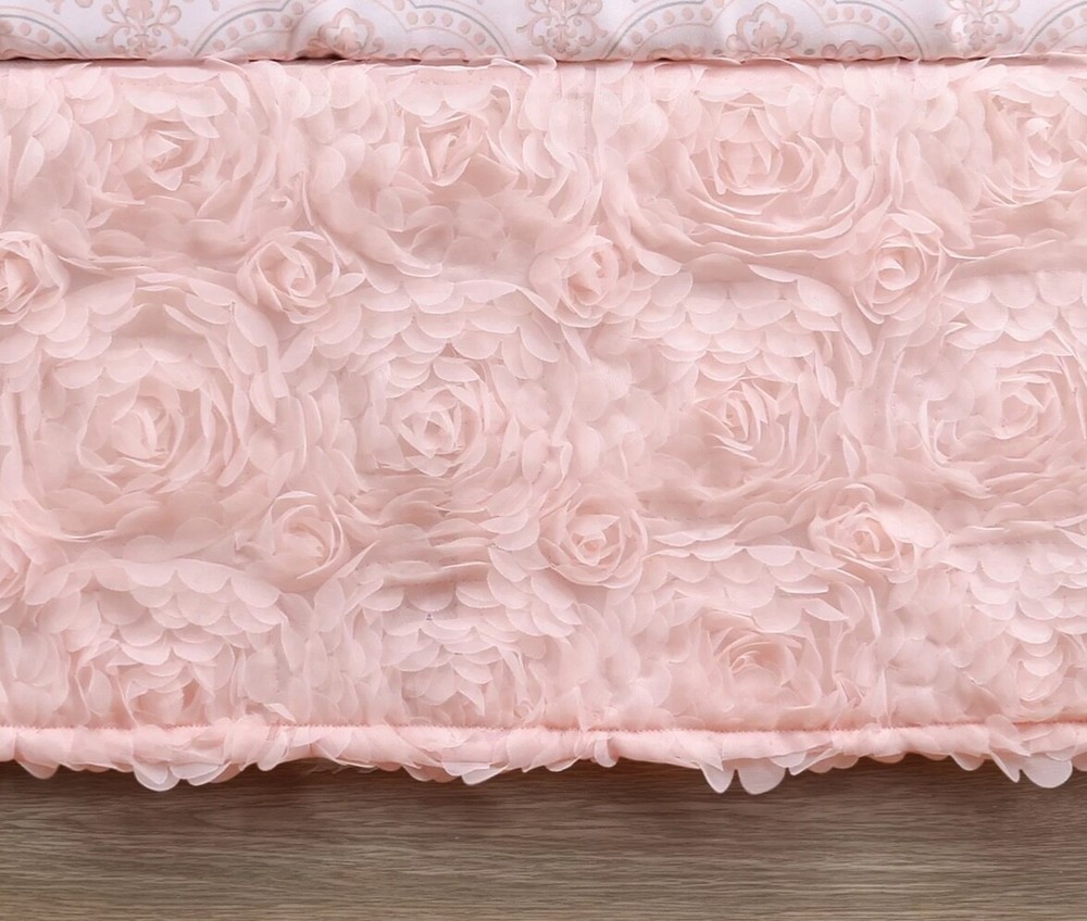 The Peanutshell Arianna Pink Crib DUST RUFFLE & DIAPER STACKER ONLY