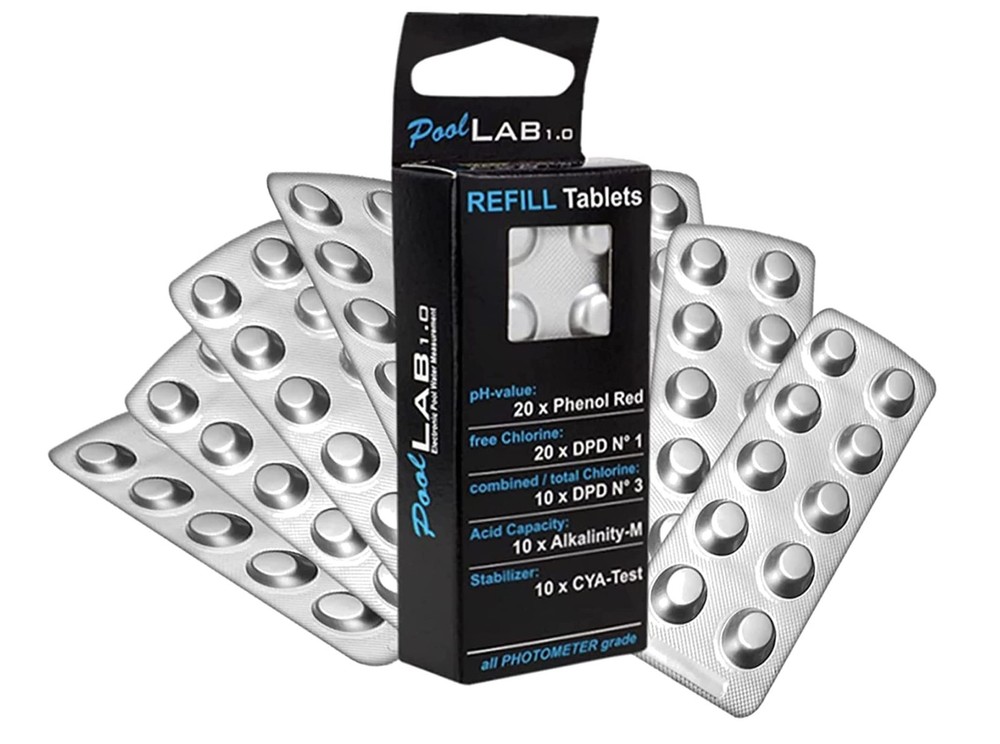 Replacement Package for Pool Lab 1.0, Water Tester, PoolWaterLAB (70 Test Tab...