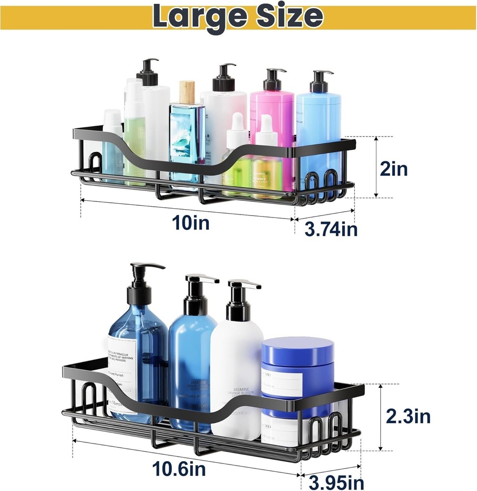 Elegant 3-Pack Rustproof Shower Caddy Set with Soap Holder - Adhesive Design