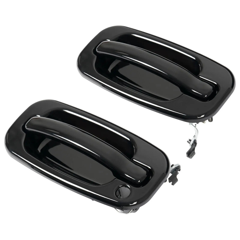 2Pc Front Outer Door Handle Set For 1999-2007 Chevy Silverado 1500 Glossy Black