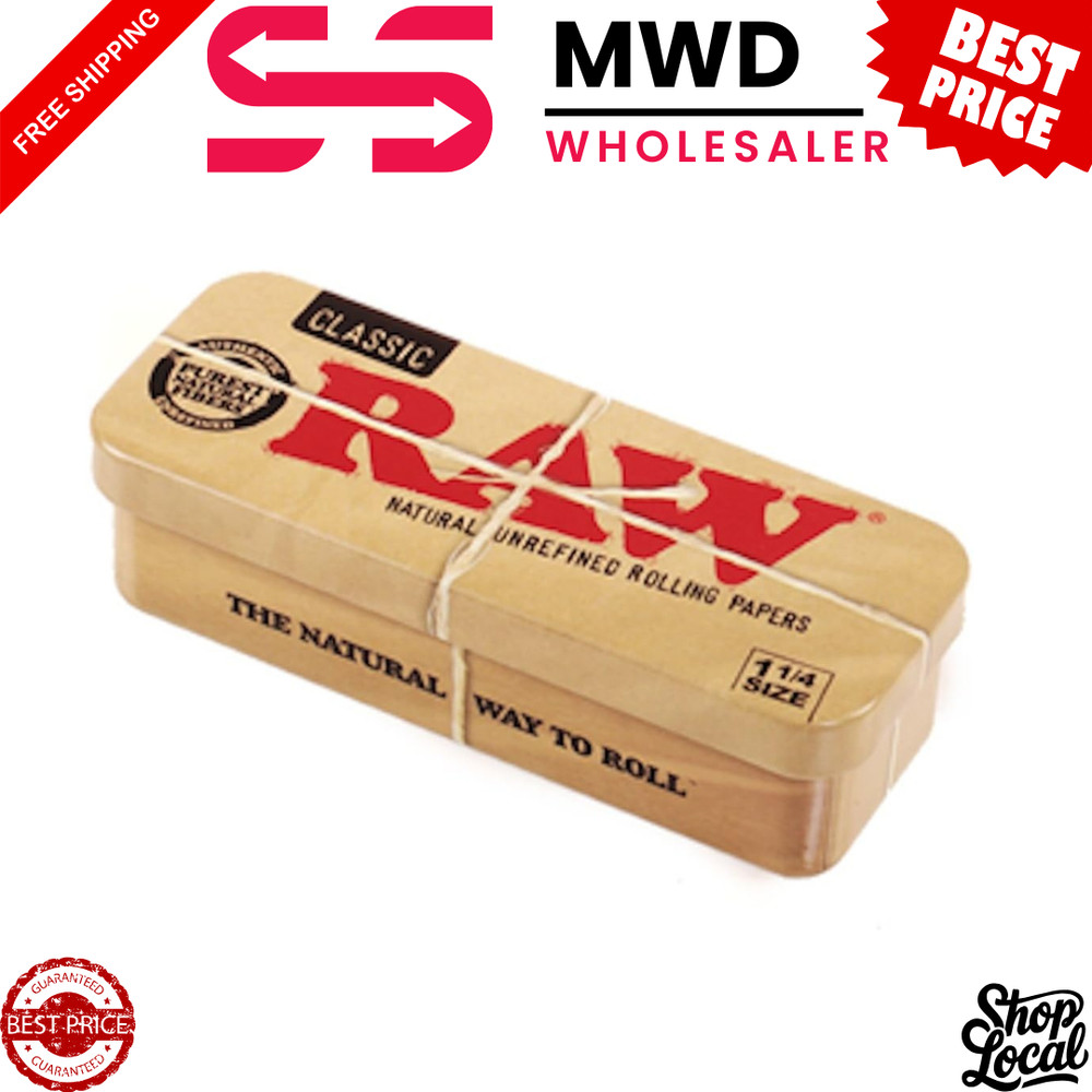 Authentic RAW 1¼ Cone Caddy – Metal Storage Tin for Rolling Papers