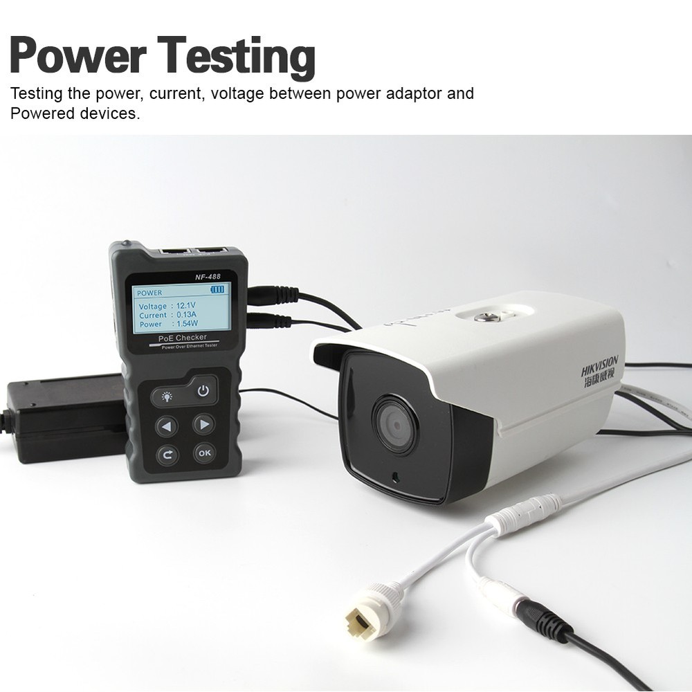 PoE Checker Inline PoE Voltage & Current Tester With Cable Tester NF-488