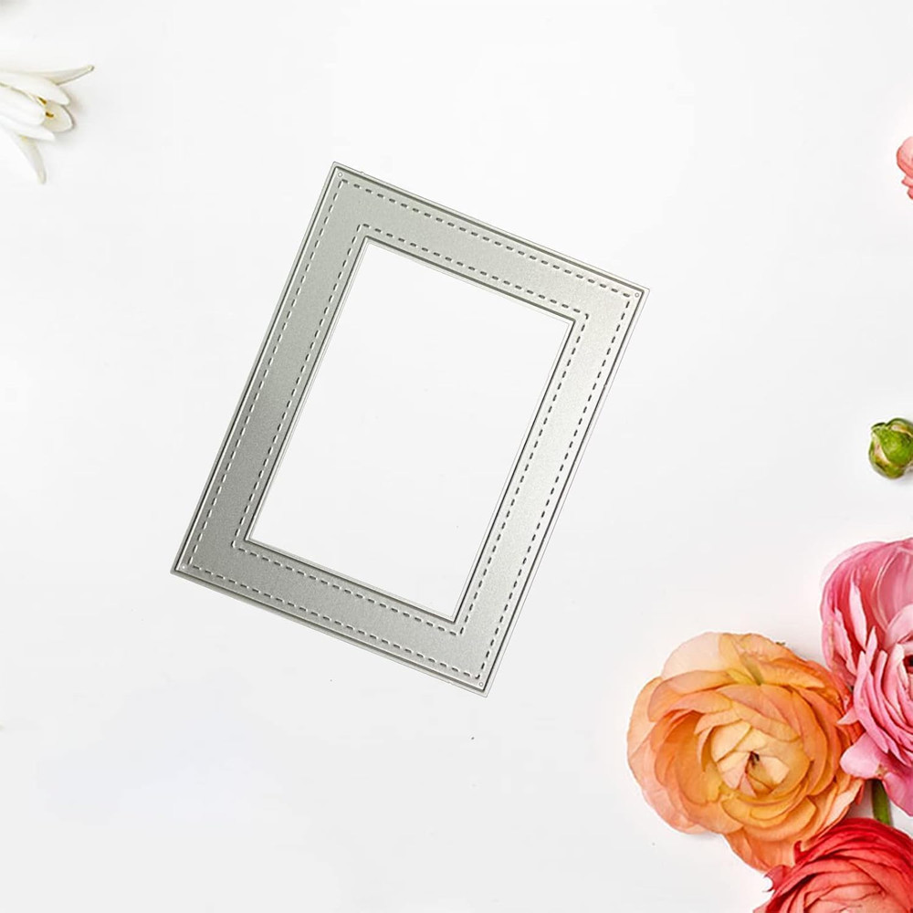Silver Rectangle Frame Die Cut for Card Making, Scrapbooking Die-Cuts, Frame Met