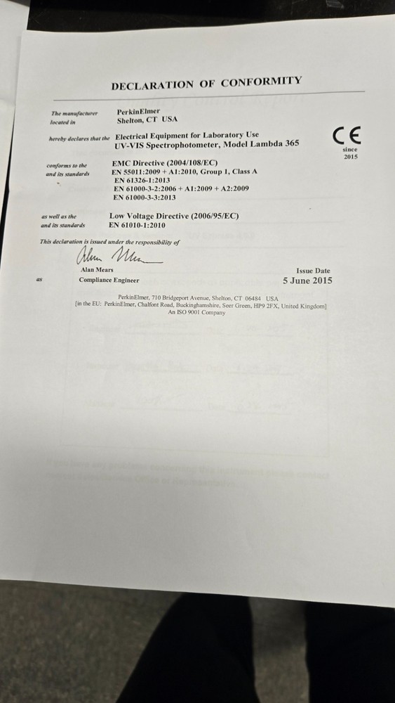 Perkin Elmer Lambda 365 UVVIS