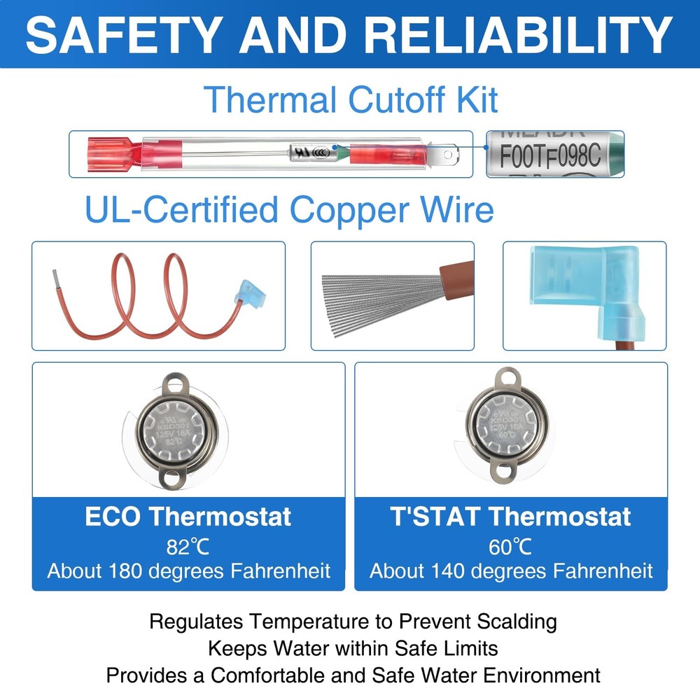 Lrichy RV Water Heater Thermal Cutoff & ECO Thermostat Assembly 1 Pack, Black
