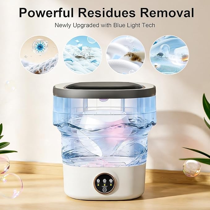 Portable Washing Machine 20L Foldable w/ Spin Basket Gray