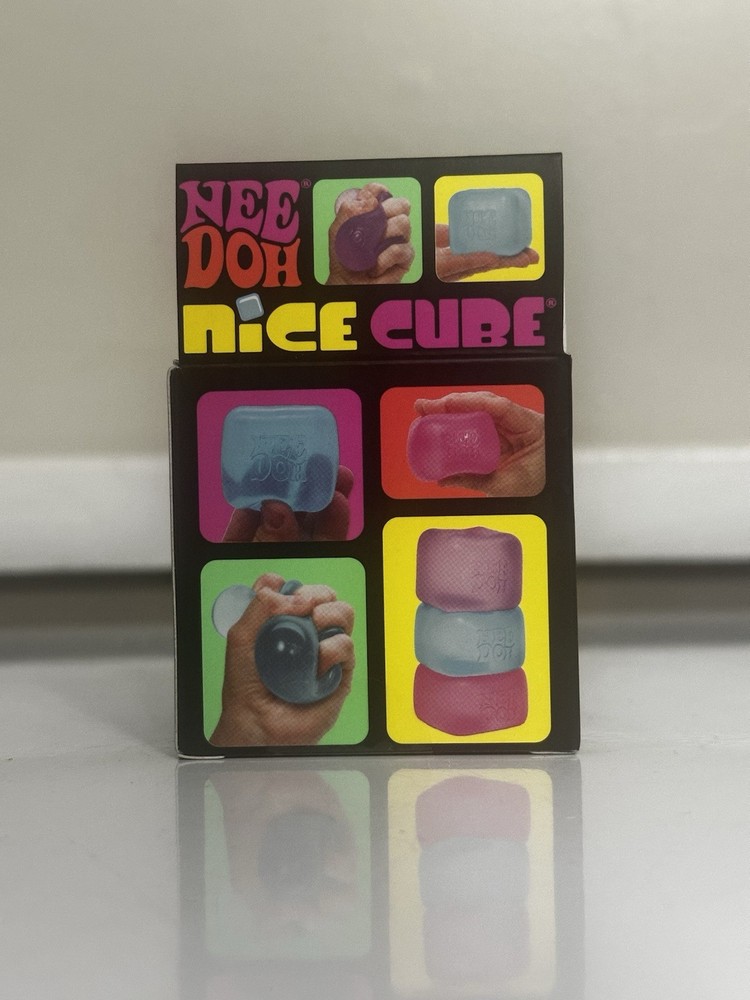 Nee Doh Nice Cube - Super Solid Squish! (Blue) - Brand New/ Toy Gift-US