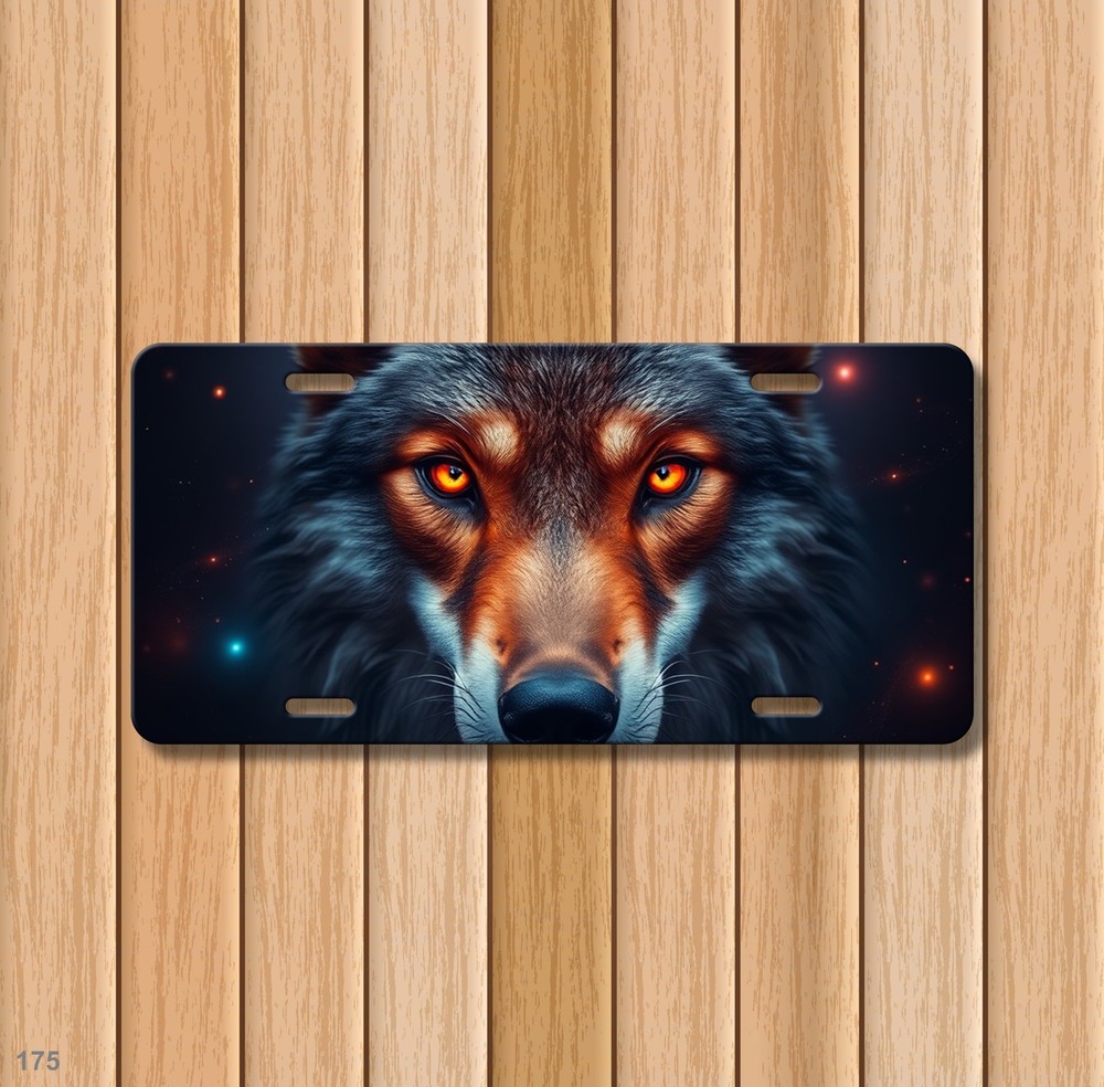 Intense Wolf License Plate Customizable Universal Fit Plate Holiday Gift