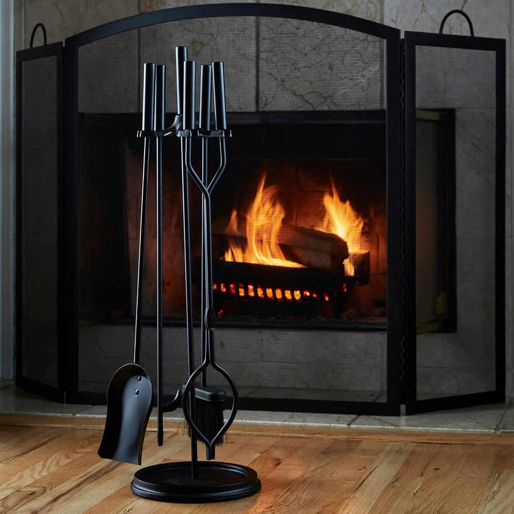 5-Piece Black Fireplace Tools Set (F-1070)