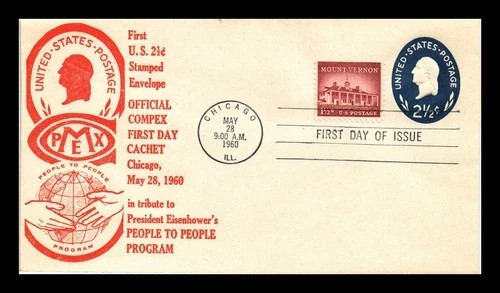 PRESIDENT EISENHOWER PEOPLE TO PEOPLE PROGRAM COMPEX CHICAGO 1960FDC UNADDR
