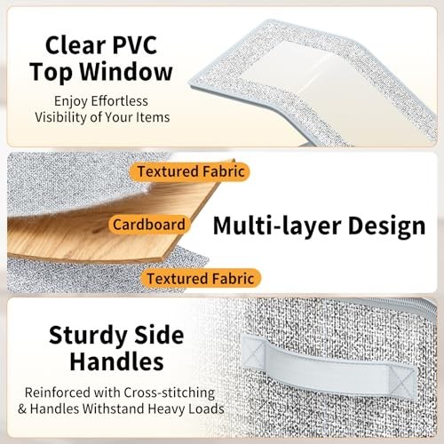 3 Pack Stackable Baseball Cap Organizer with Clear Lid - Foldable Hat Storage Bo