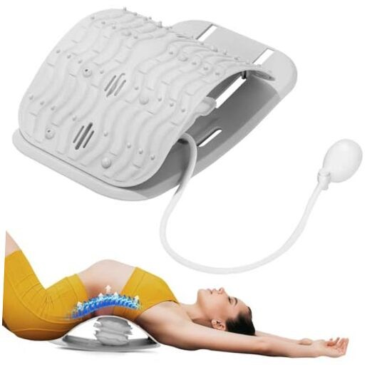 Ergonomic Lumbar Support Board, Lower Back Stretcher Adjustable Air Gray