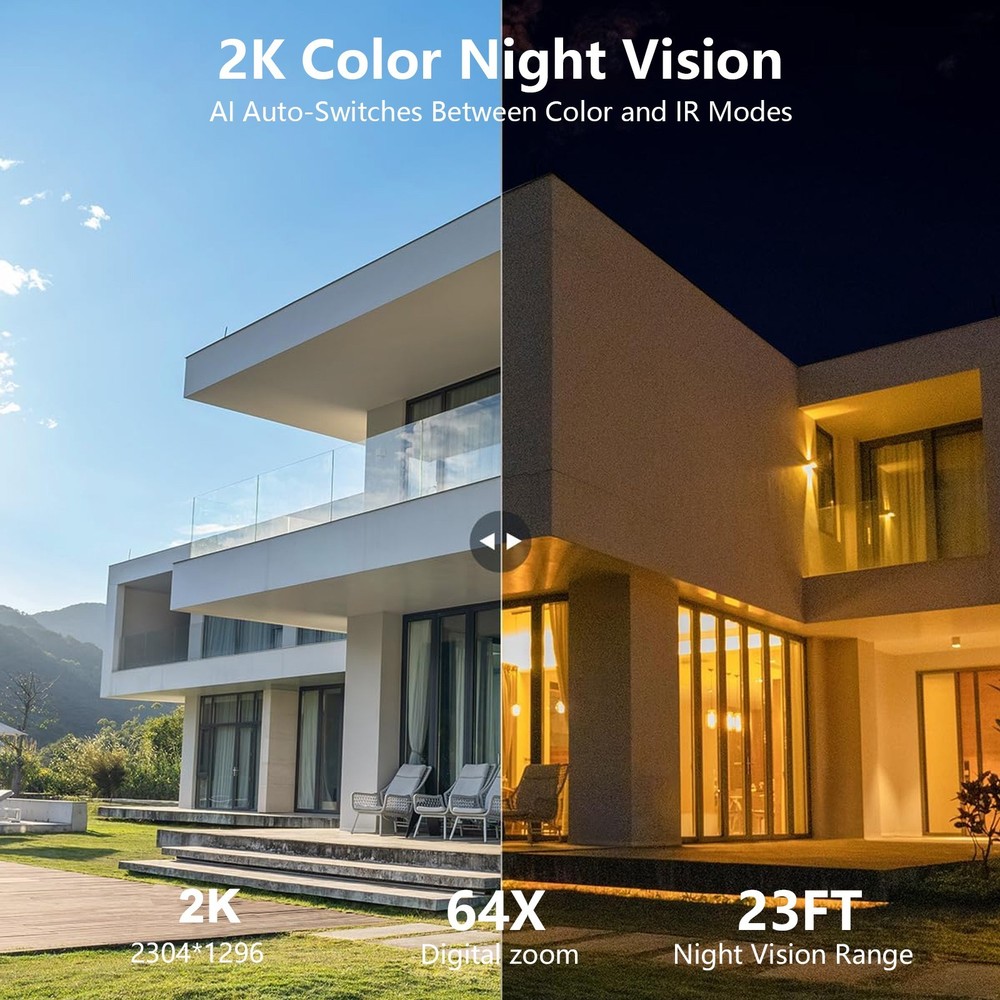 Wansview Dual-Lens Wireless Solar Security Camera 360°PTZ 2K Human Detection