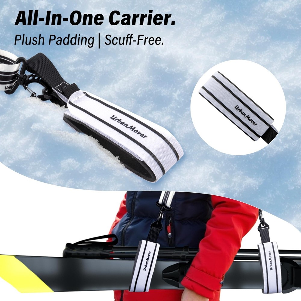 Ski Carrier Strap for Ski and Pole Adjustable Carrying Strap, Padded Shoulder...