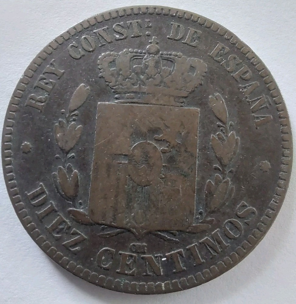 Spain 10 Centimos 1879 .#202k