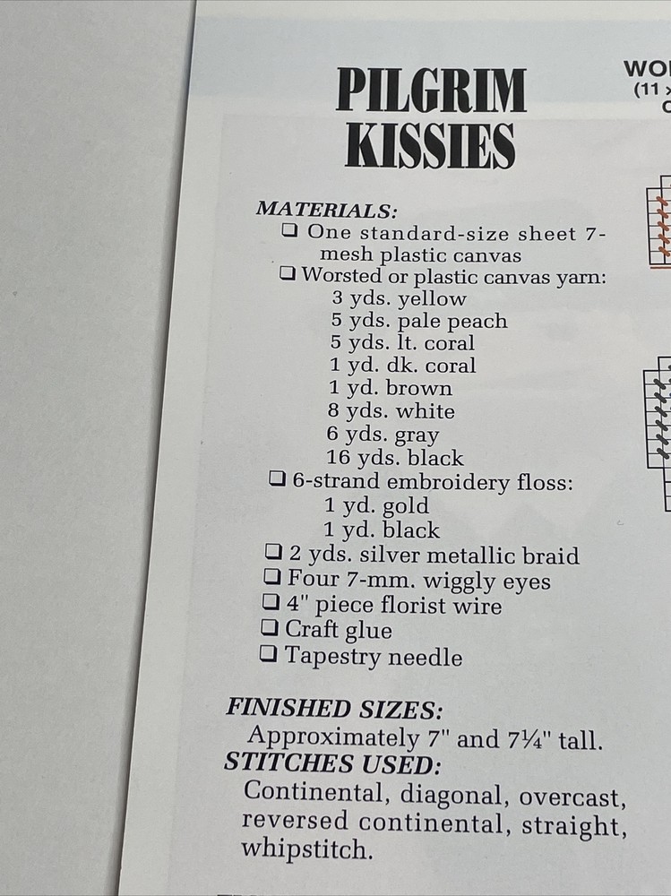 Annie's Attic Pilgrim Kissies Plastic Canvas Pattern