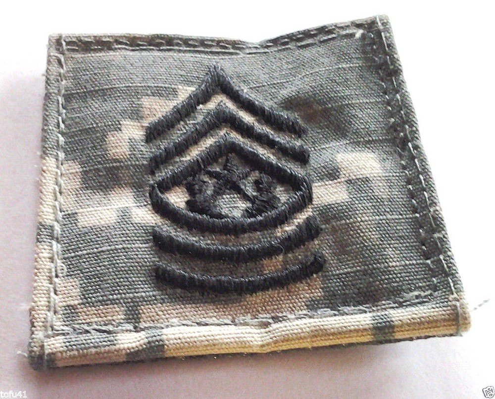 1 PAIR U.S ARMY COMMAND SERGEANT MAJOR RANK TABS ACU WITH HOOK BACK 100604 HO