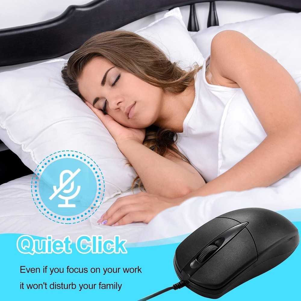 USB 2.0 Optical Wired Scroll Wheel Mouse PC Laptop Notebook Desktop Black Mice