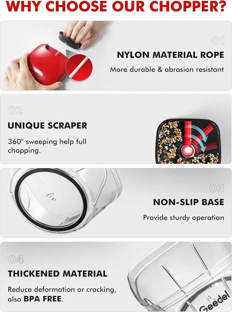 Manual Food Processor Pull String Vegetable Chopper Slicer Onion Garlic Meat