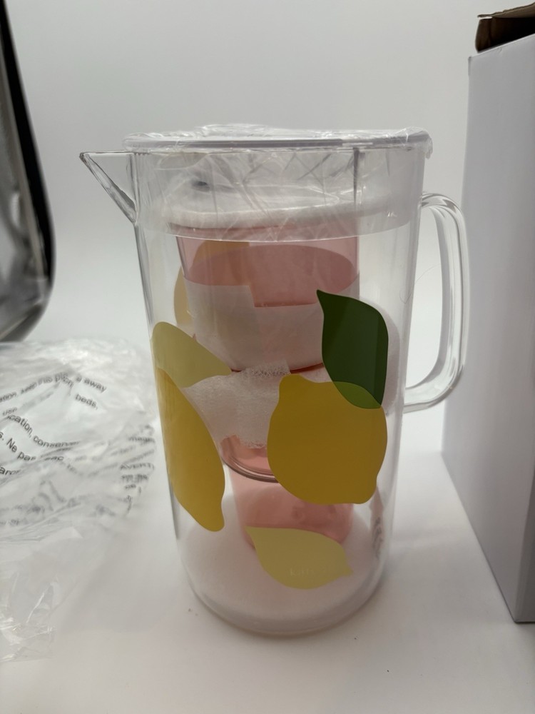 Kate Spade Lemon Pitcher Plus 2X Cups Set New