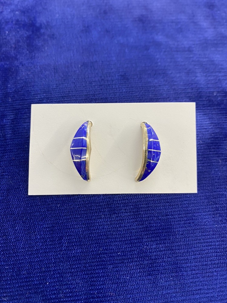 Native American sterling silver and Lapis earrings, please read description