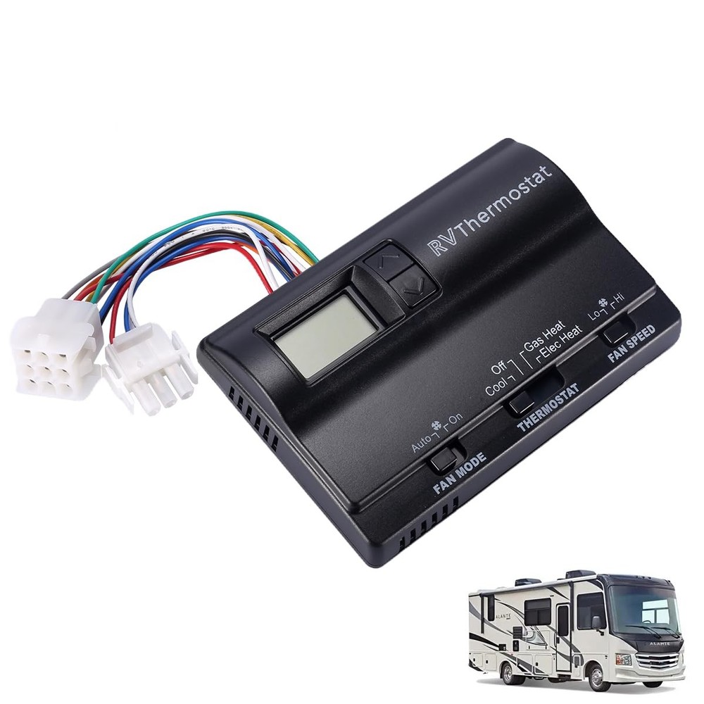 RV Upgrade 6536A3351 - Digital Heat/Cool Thermostat - Compatible with Black