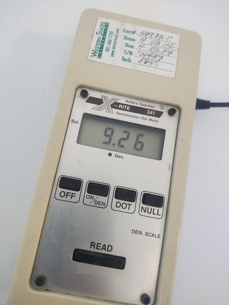 X-Rite 341 Dot Meter, Densitometer, Tester.Carry Case, AC plug,Operation Manual
