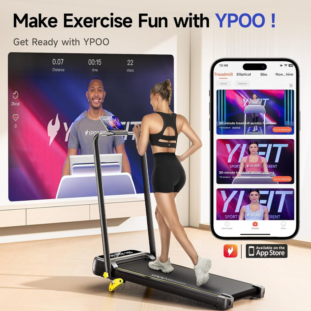 Portable Foldable Treadmill with Incline & Remote for Home/Office Use