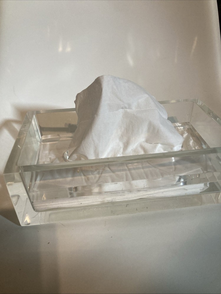 Mid Century Lucite 2 Piece Tissue Box EUC Top Removable