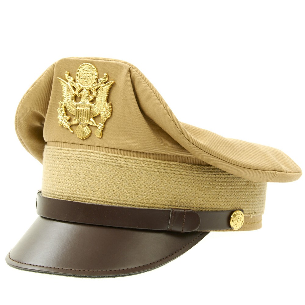 U.S. WWII Officer Visor Crush Cap Khaki Size 7 1/4