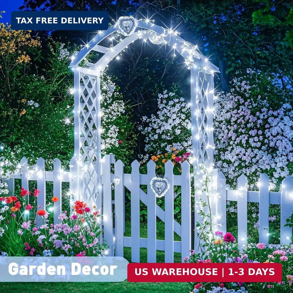 JMEXSUSS 2 Pack Solar String Lights Outdoor Waterproof, Each 33FT 100 LED Solar