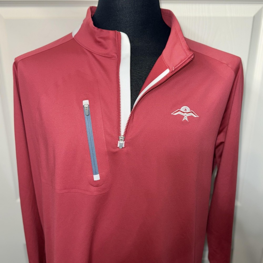 Peter Millar Sweater Mens S Red Quarter Zip Performance Golf Pullover Athletic