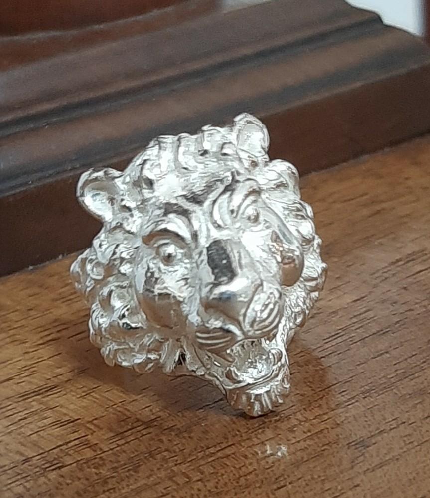 925 MENS SILVER RING SEAL LION SOLID HEAD