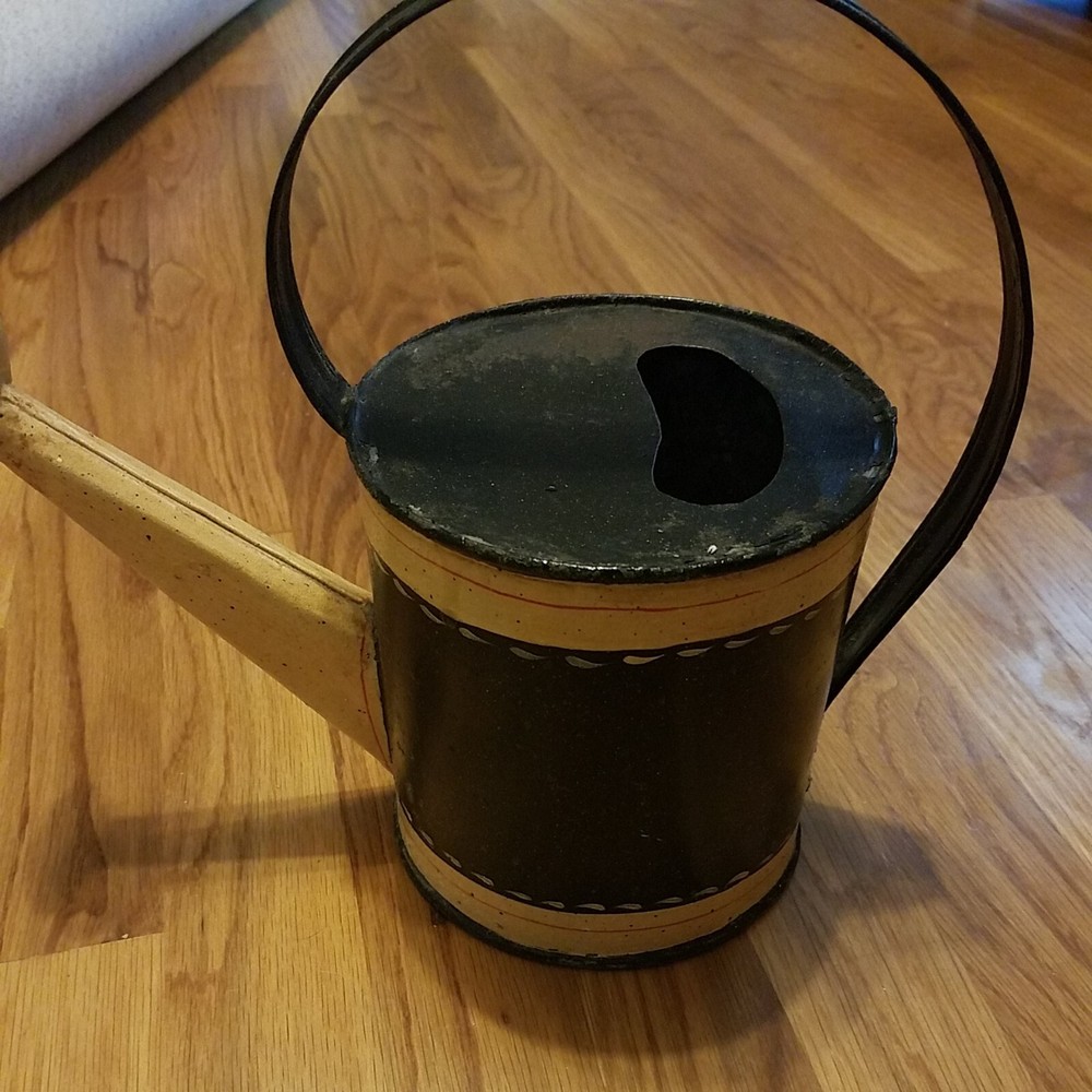 Vintage Tole Painted Galvanized Tin Watering Can