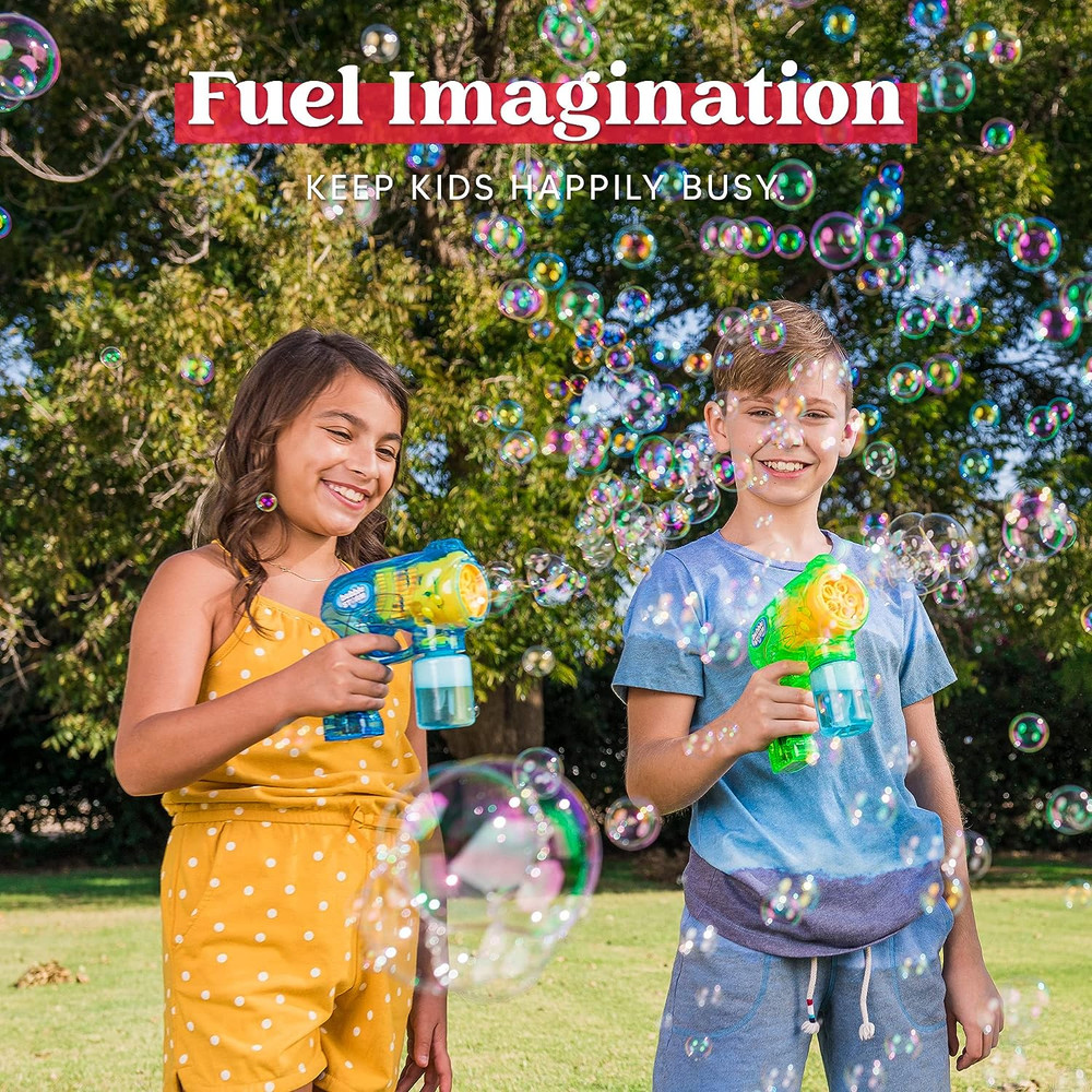 2 Bubble Guns Blaster Kit with 2 Bubble Solution for Kids, Automatic Bubble Make