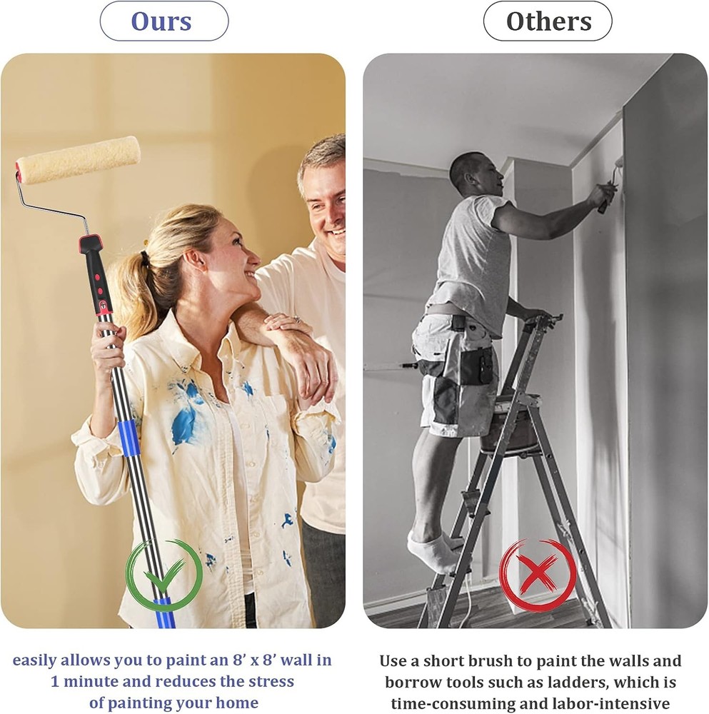 Paint Roller,4 FT Brush kit Multi-Function Roller with House 4 Feet