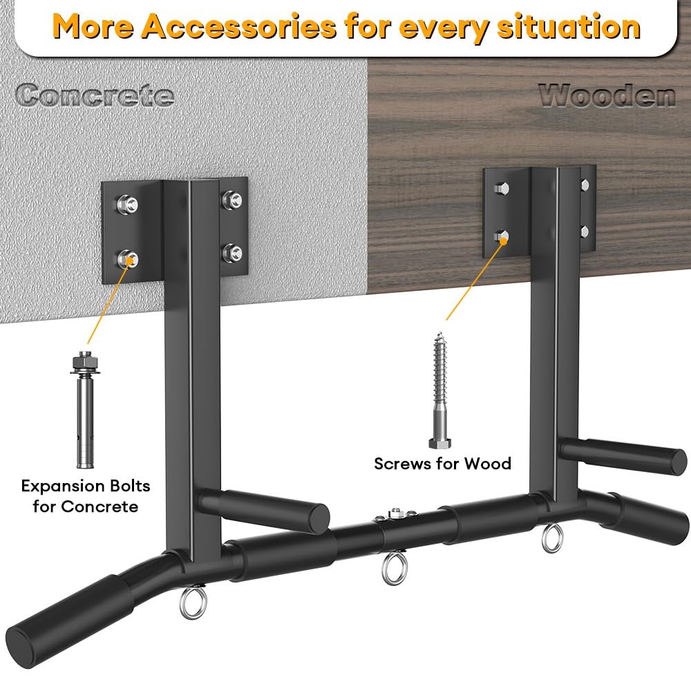 Wall Mount Pull Up Bar, Joist Mount Pull Up Bar, Beam and Rafter Mounted Chin...