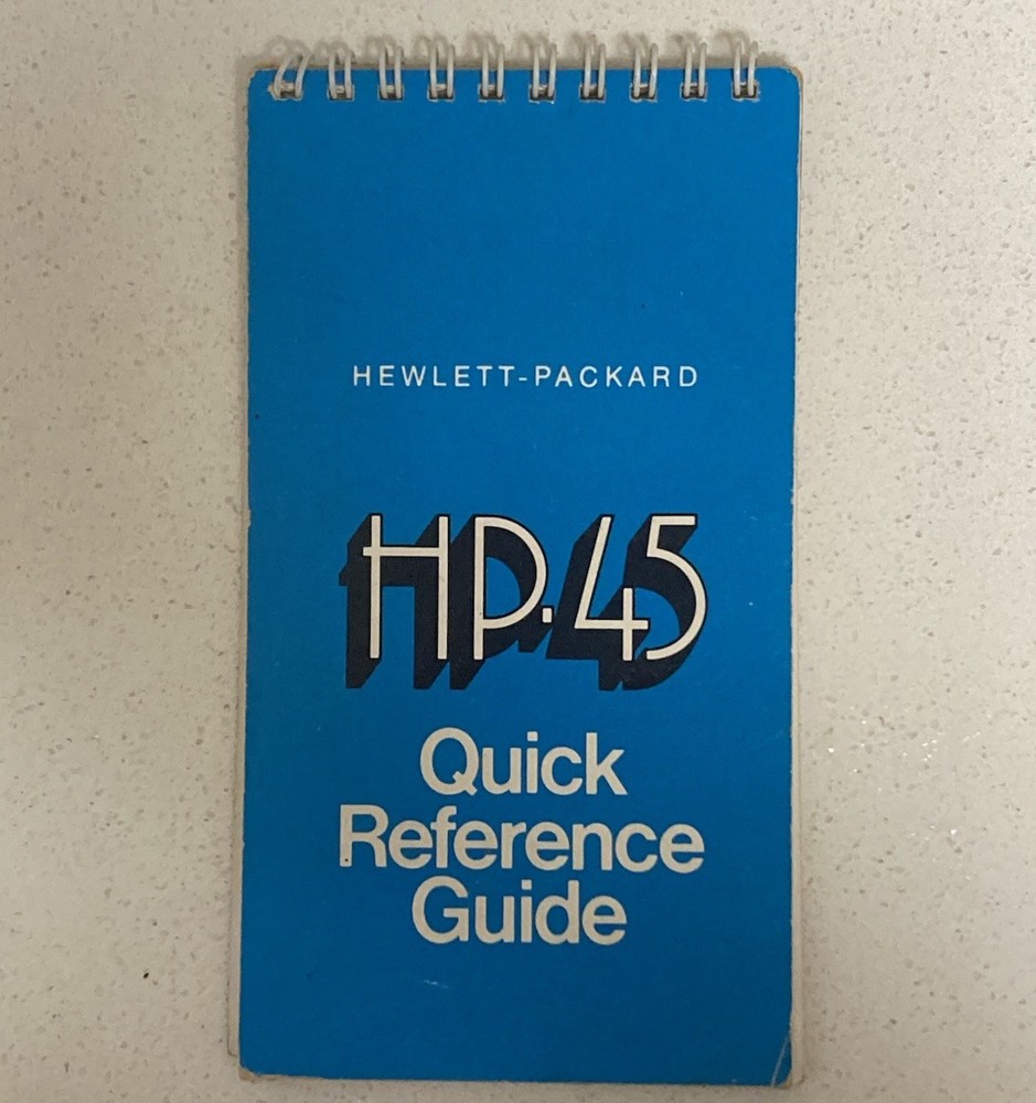 Quick reference guide for Hewlett Packard HP 45 calculator