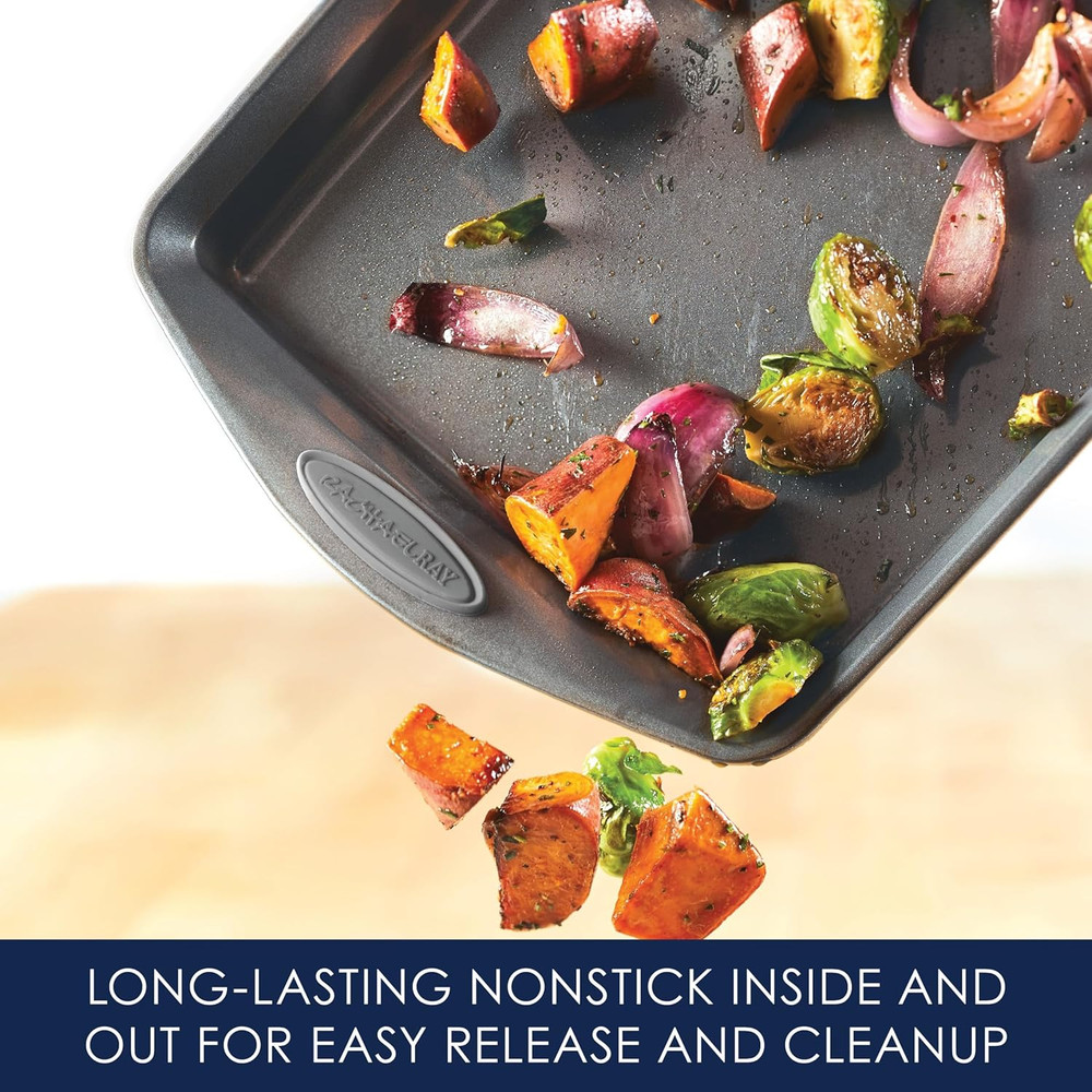 Nonstick Bakeware Set with Grips - 3 Piece Gray Cookie Sheets