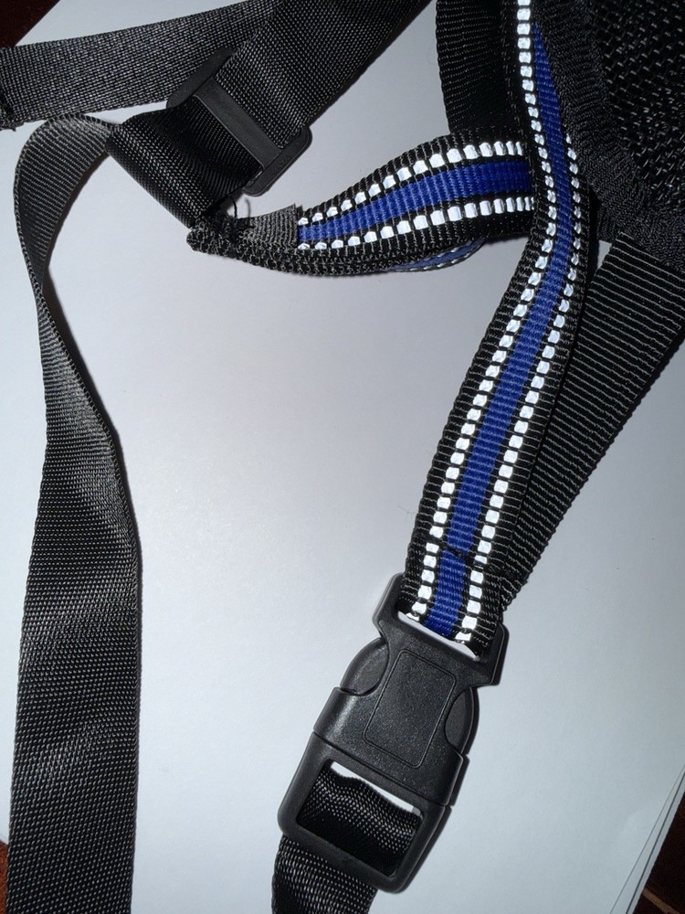 Dog Muzzle Large Black and Blue with Reflective Strips