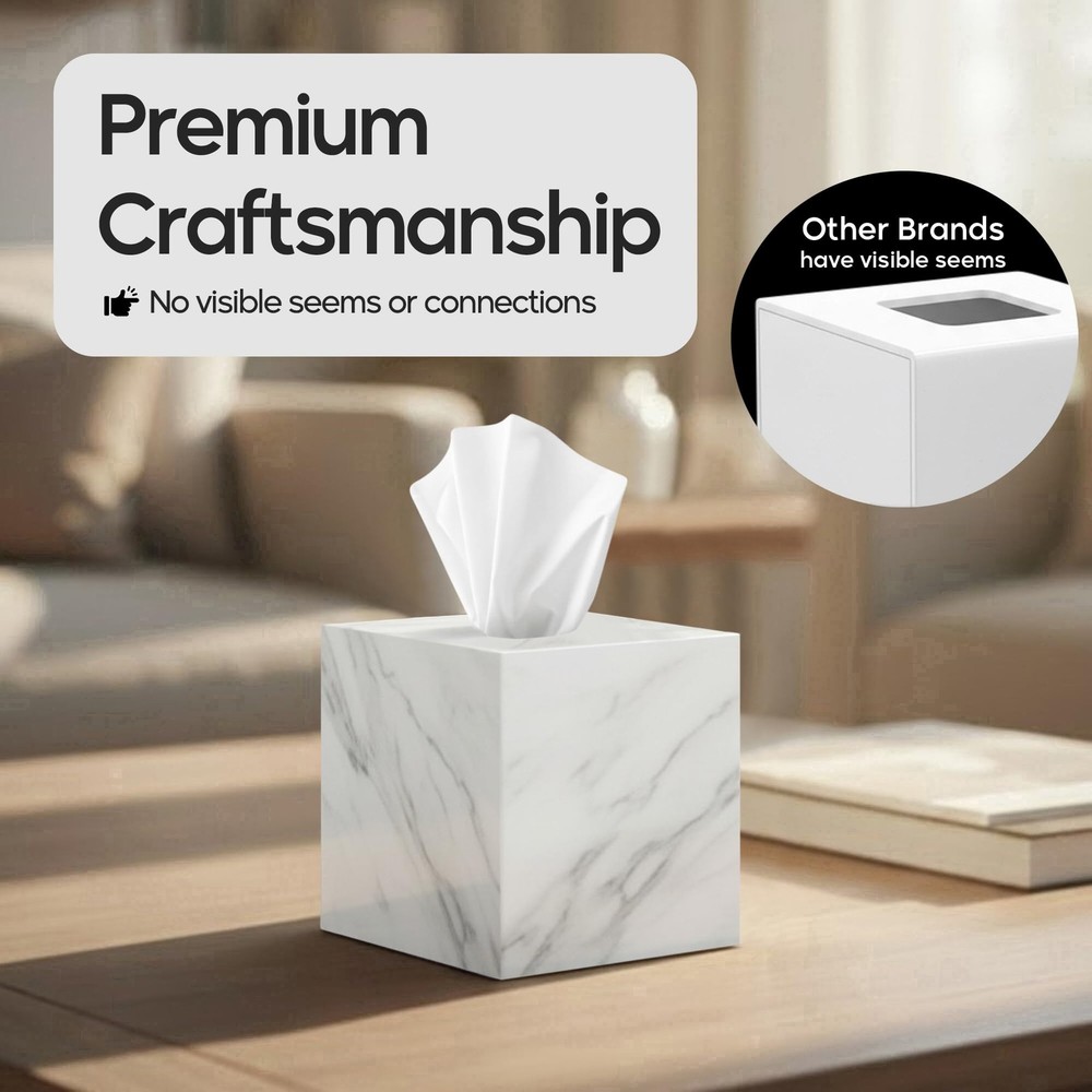 Tissue Box Cover Holder Square Marble Square,