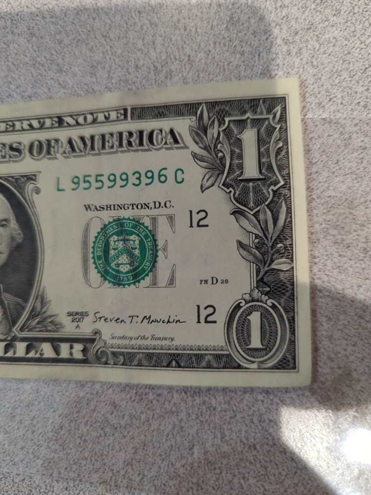 Error $1 Bill With High 6